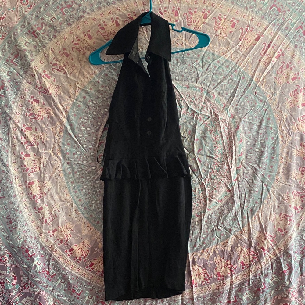 bebe Black Backless Halter Dress